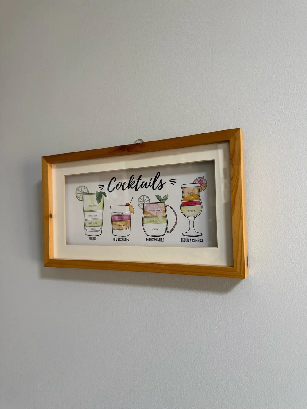 8x14 Threshold Cocktails Wall Art Print - Neutral Wood Frame